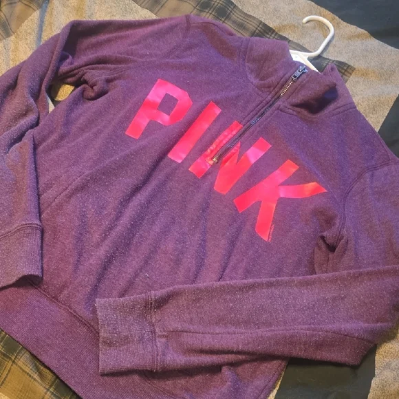 PINK Victoria's Secret Plum Quarter-Zip Top - Picture 2 of 6